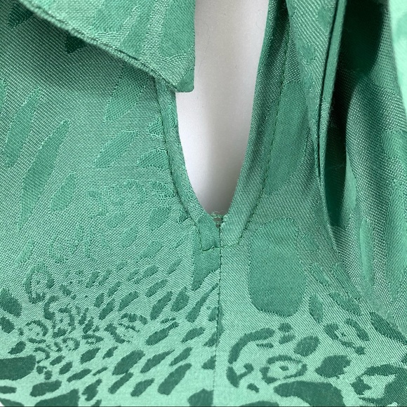 TOPSHOP Tie Neck Jacquard Crop Green Jumpsuit - Picture 6 of 16